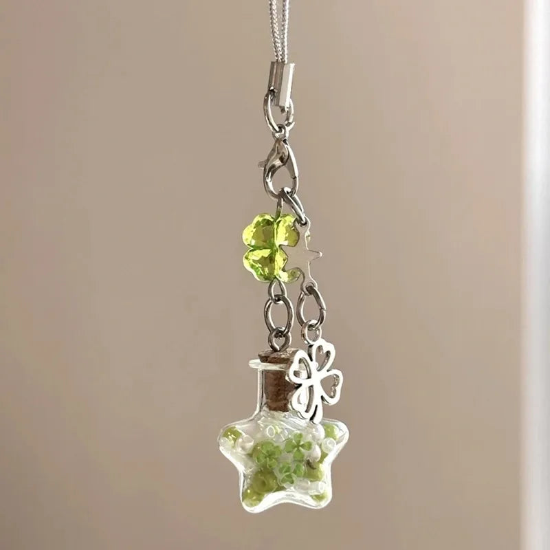 Lucky Clover Bottle Phone Charm