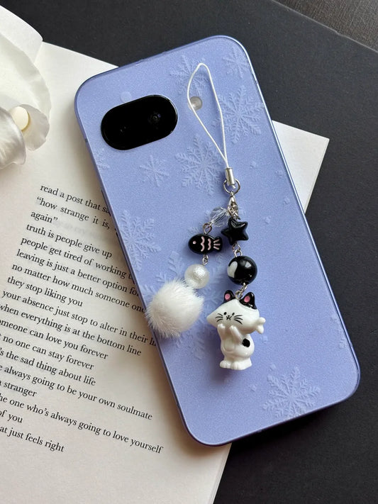 Kitty Catch Phone Charm(Black)